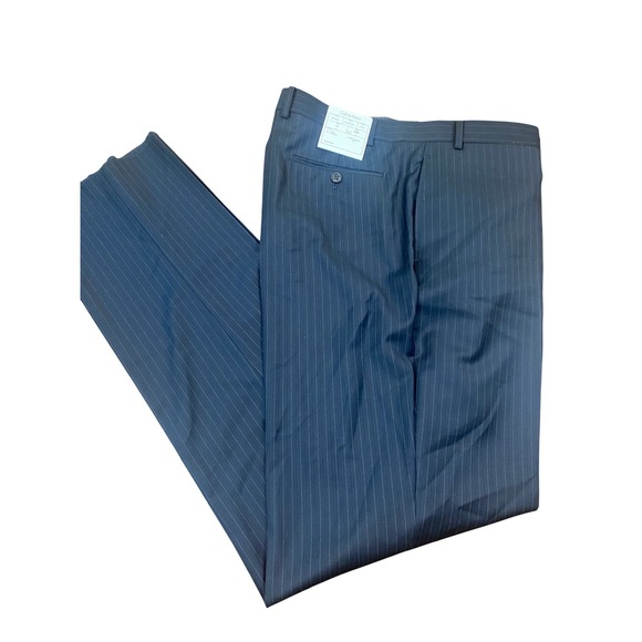 Calvin Klein Mens Navy Pinstripe Wool Blend Dress Pants Size 42 - Picture 1 of 12